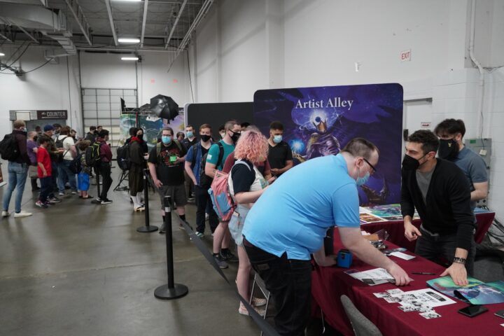 Players wait in line to meet Federico Musetti